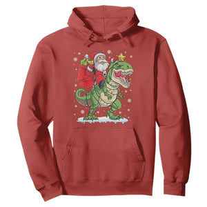 Funny Dinosaur Christmas Santa Claus Riding Dino Hoodie TS11 Red Print Your Wear