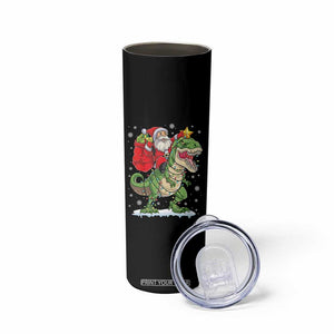 Funny Dinosaur Christmas Santa Claus Riding Dino Skinny Tumbler - Print Your Wear