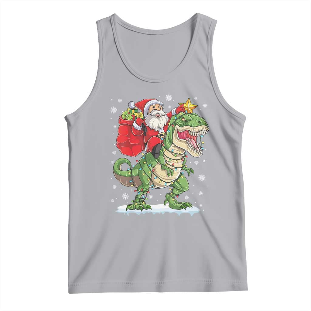 Funny Dinosaur Christmas Santa Claus Riding Dino Tank Top TS11 Athletic Heather Print Your Wear