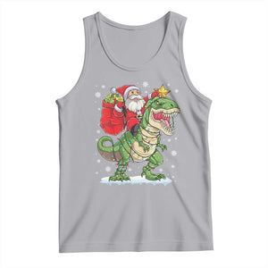 Funny Dinosaur Christmas Santa Claus Riding Dino Tank Top TS11 Athletic Heather Print Your Wear