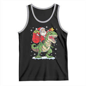 Funny Dinosaur Christmas Santa Claus Riding Dino Tank Top TS11 Black Athletic Heather Print Your Wear