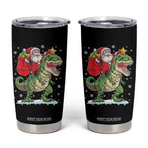 Funny Dinosaur Christmas Santa Claus Riding Dino Tumbler Cup TS11 Black Print Your Wear