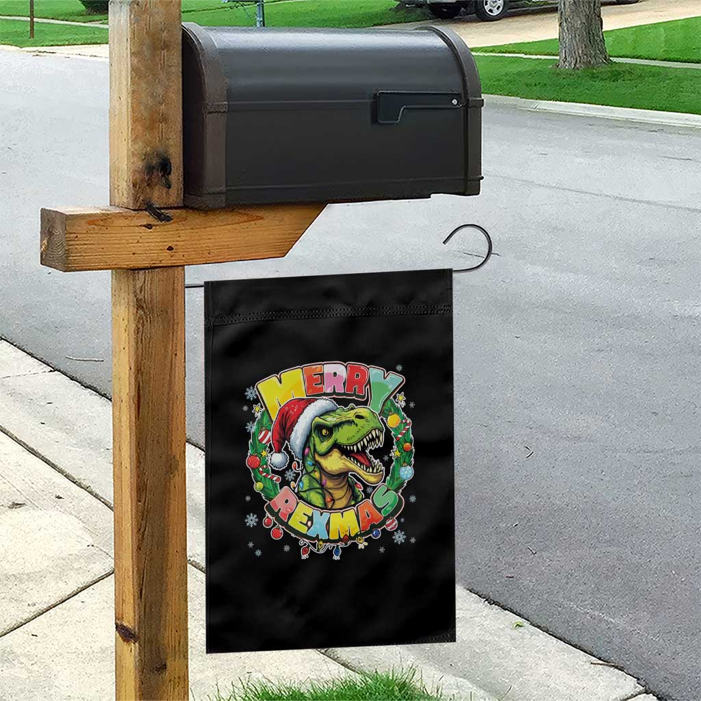 Funny Christmas Dinosaur Garden Flag Merry Rexmas Dino Xmas Wreath TS11 Print Your Wear