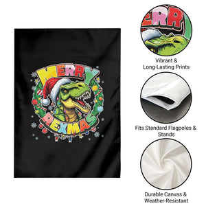 Funny Christmas Dinosaur Garden Flag Merry Rexmas Dino Xmas Wreath TS11 Print Your Wear