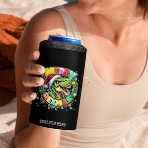 Funny Christmas Dinosaur 4 in 1 Can Cooler Tumbler Merry Rexmas Dino Xmas Wreath TS11 Print Your Wear