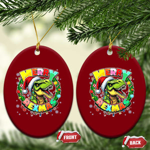 Funny Christmas Dinosaur Ceramic Ornament Merry Rexmas Dino Xmas Wreath TS11 Print Your Wear