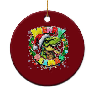 Funny Christmas Dinosaur Ceramic Ornament Merry Rexmas Dino Xmas Wreath TS11 1pc Red Print Your Wear