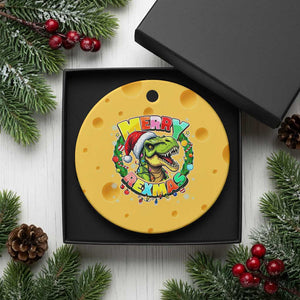 Funny Christmas Dinosaur Ceramic Ornament Merry Rexmas Dino Xmas Wreath TS11 1pc Yellow Cheese Print Your Wear