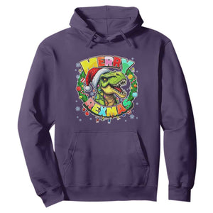 Funny Christmas Dinosaur Hoodie Merry Rexmas Dino Xmas Wreath TS11 Purple Print Your Wear