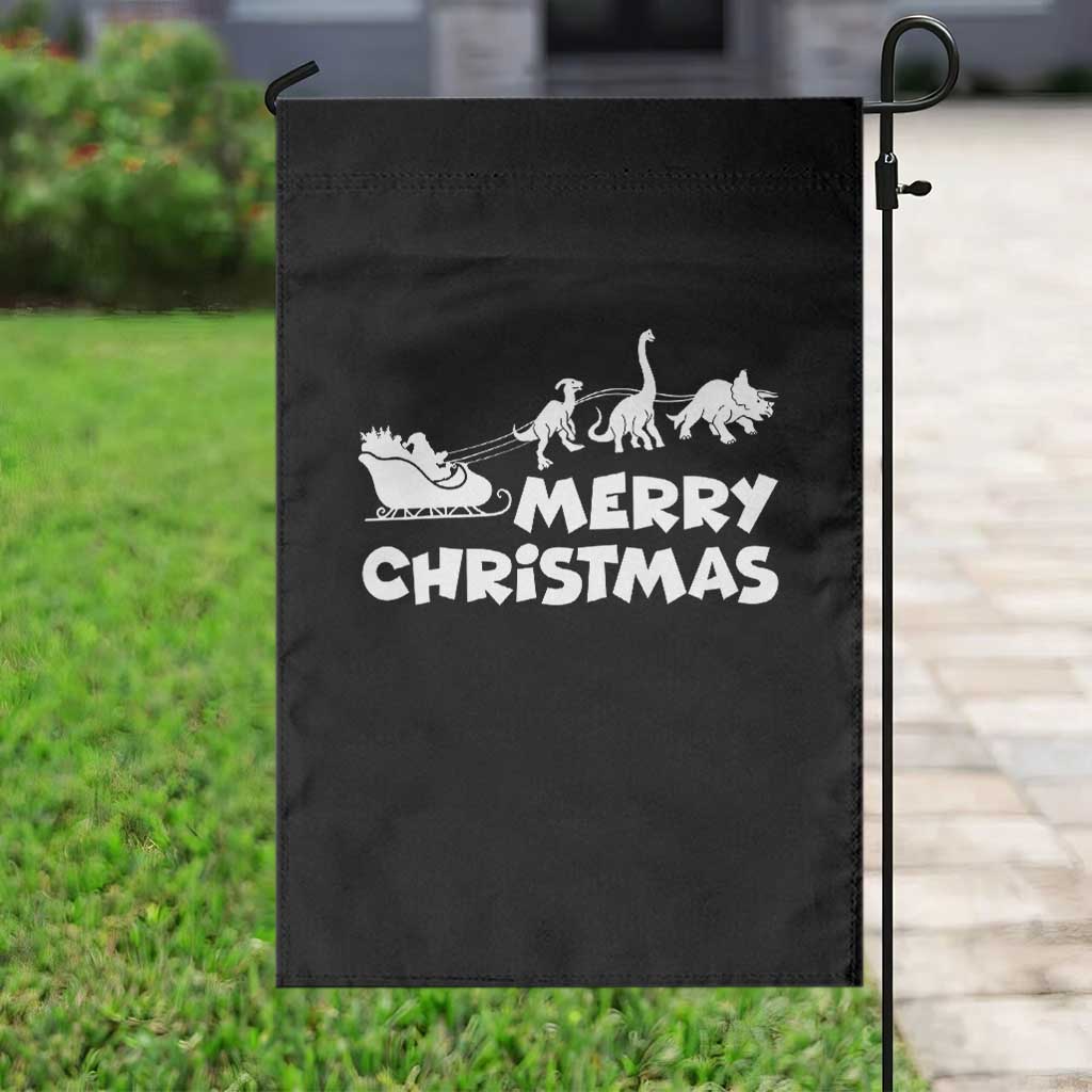 Funny Xmas Dinosaur Garden Flag Merry Christmas Dino Santa's Sleigh TS11 Print Your Wear