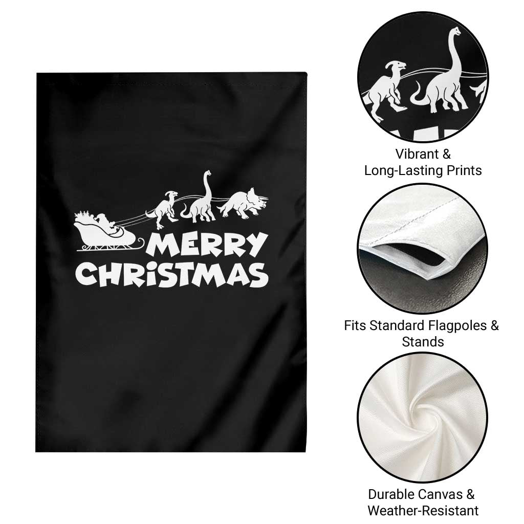 Funny Xmas Dinosaur Garden Flag Merry Christmas Dino Santa's Sleigh TS11 Print Your Wear