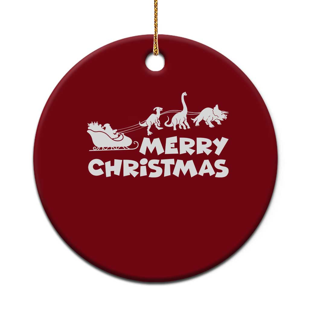 Funny Xmas Dinosaur Ceramic Ornament Merry Christmas Dino Santa's Sleigh TS11 1pc Red Print Your Wear