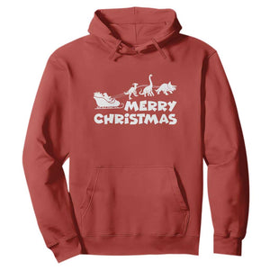 Funny Xmas Dinosaur Hoodie Merry Christmas Dino Santa's Sleigh TS11 Red Print Your Wear