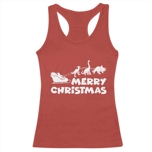 Funny Xmas Dinosaur Racerback Tank Top Merry Christmas Dino Santa's Sleigh TS11 Red Print Your Wear