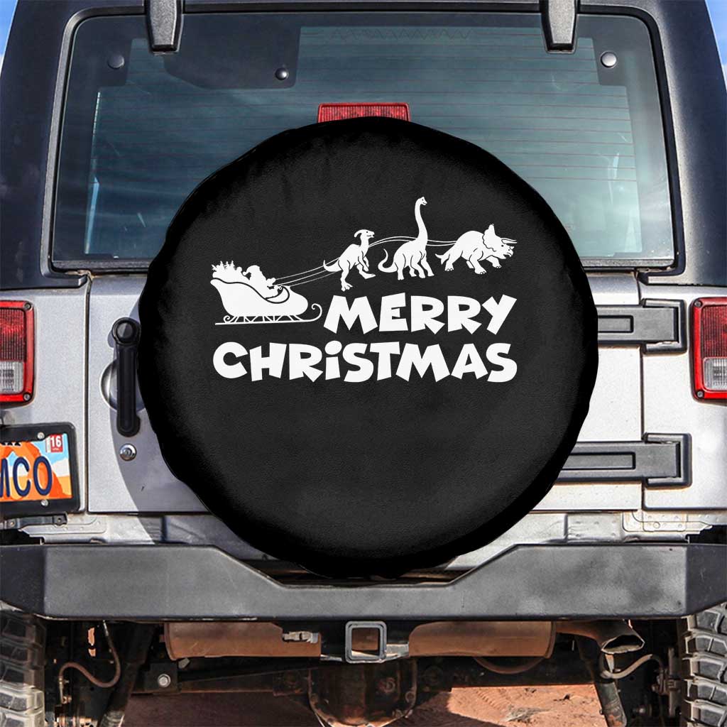 Funny Xmas Dinosaur Spare Tire Cover Merry Christmas Dino Santa's Sleigh TS11 No hole Black Print Your Wear