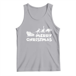 Funny Xmas Dinosaur Tank Top Merry Christmas Dino Santa's Sleigh TS11 Athletic Heather Print Your Wear