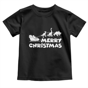 Funny Xmas Dinosaur Toddler T Shirt Merry Christmas Dino Santa's Sleigh TS11 Black Print Your Wear
