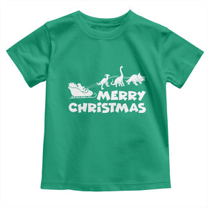 Funny Xmas Dinosaur Toddler T Shirt Merry Christmas Dino Santa's Sleigh TS11 Irish Green Print Your Wear