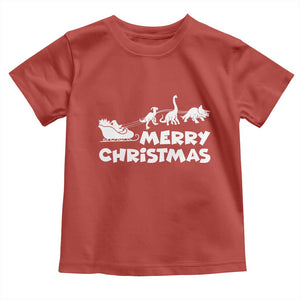 Funny Xmas Dinosaur Toddler T Shirt Merry Christmas Dino Santa's Sleigh TS11 Red Print Your Wear