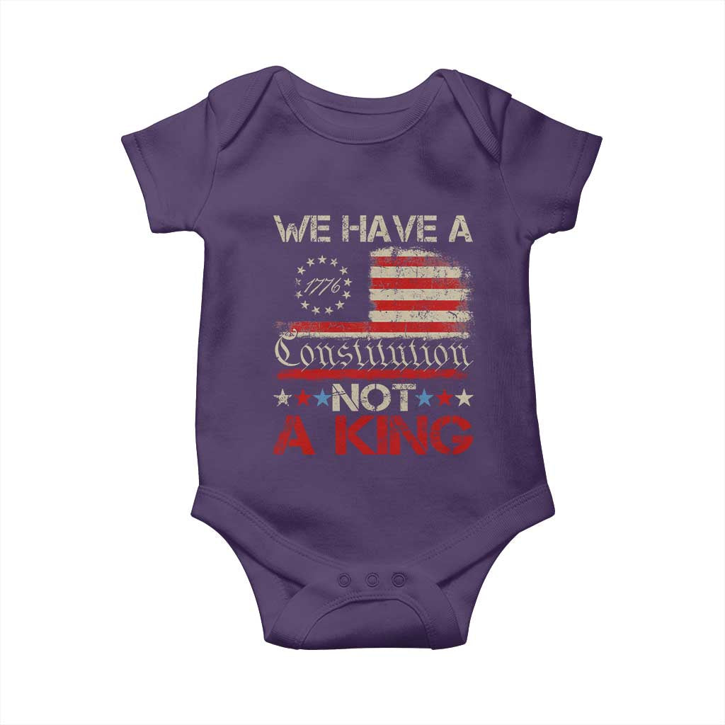 We Have A Constitution Not A King Baby Onesie No Kings in America Betsy Ross Flag TS11 Purple Print Your Wear