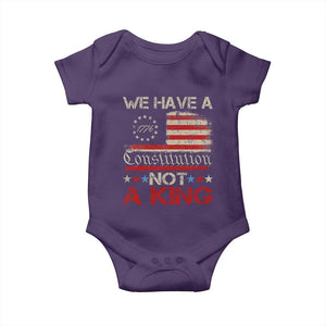 We Have A Constitution Not A King Baby Onesie No Kings in America Betsy Ross Flag TS11 Purple Print Your Wear
