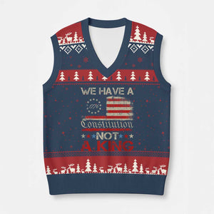 We Have A Constitution Not A King V-Neck Knit Sweater Vest No Kings in America Betsy Ross Flag - Print Your Wear