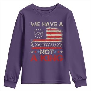 We Have A Constitution Not A King Youth Sweatshirt No Kings in America Betsy Ross Flag TS11 Purple Print Your Wear