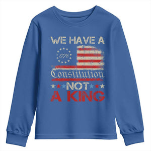 We Have A Constitution Not A King Youth Sweatshirt No Kings in America Betsy Ross Flag TS11 Royal Blue Print Your Wear