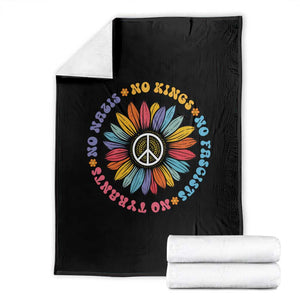 No Kings No Fascists No Tyrants No Nazis Throw Blanket Peace Floral Sunflower - Print Your Wear