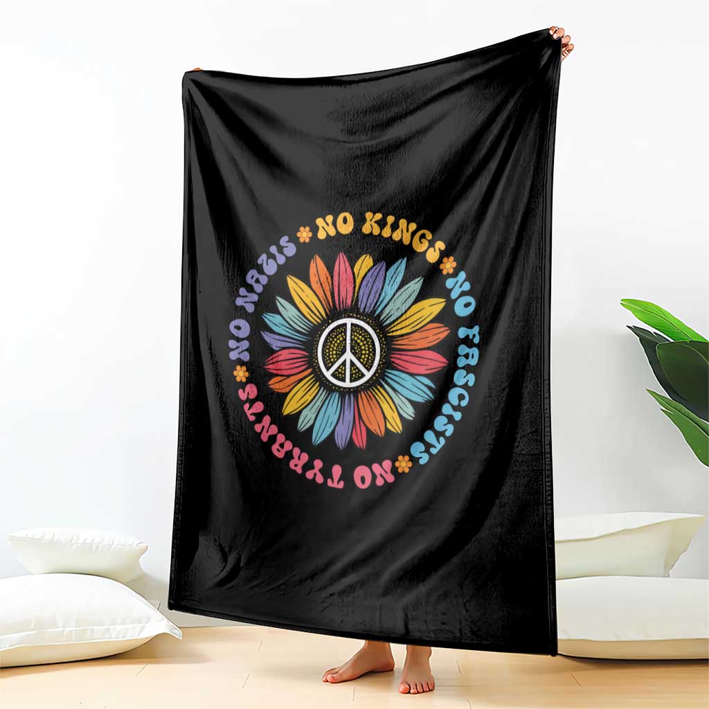 No Kings No Fascists No Tyrants No Nazis Throw Blanket Peace Floral Sunflower TS11 Print Your Wear