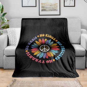 No Kings No Fascists No Tyrants No Nazis Throw Blanket Peace Floral Sunflower - Print Your Wear