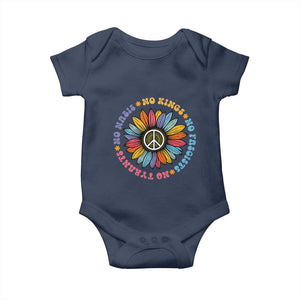 No Kings No Fascists No Tyrants No Nazis Baby Onesie Peace Floral Sunflower TS11 Navy Print Your Wear