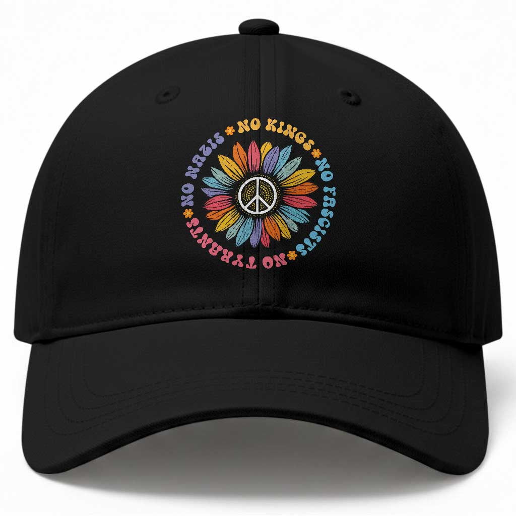 No Kings No Fascists No Tyrants No Nazis Baseball Cap Peace Floral Sunflower TS11 Print Your Wear