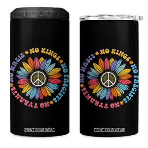 No Kings No Fascists No Tyrants No Nazis 4 in 1 Can Cooler Tumbler Peace Floral Sunflower TS11 One Size: 16 oz Black Print Your Wear