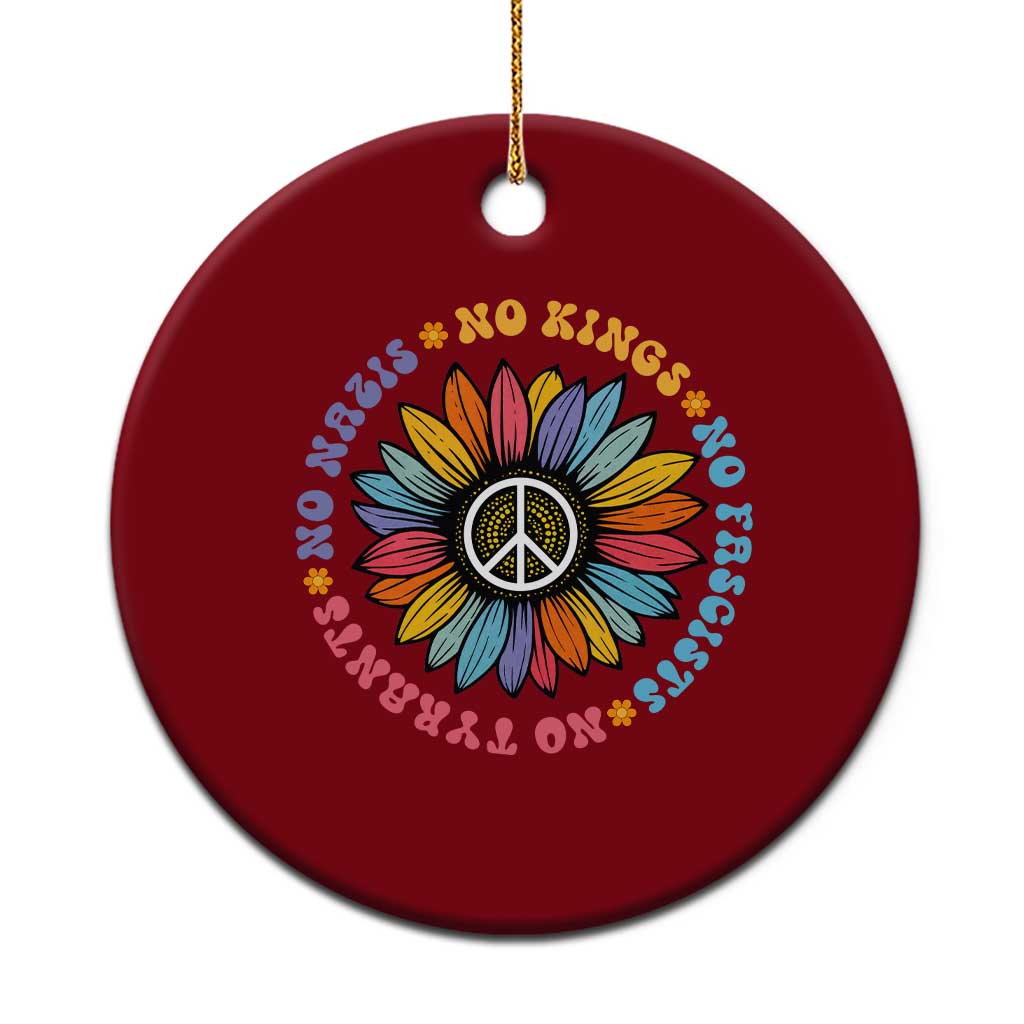 No Kings No Fascists No Tyrants No Nazis Ceramic Ornament Peace Floral Sunflower - Print Your Wear