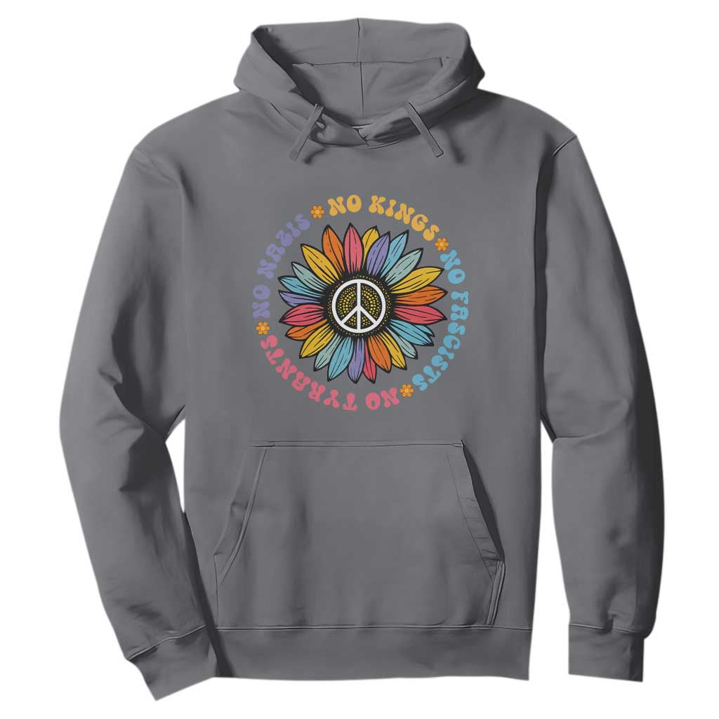 No Kings No Fascists No Tyrants No Nazis Hoodie Peace Floral Sunflower TS11 Charcoal Print Your Wear