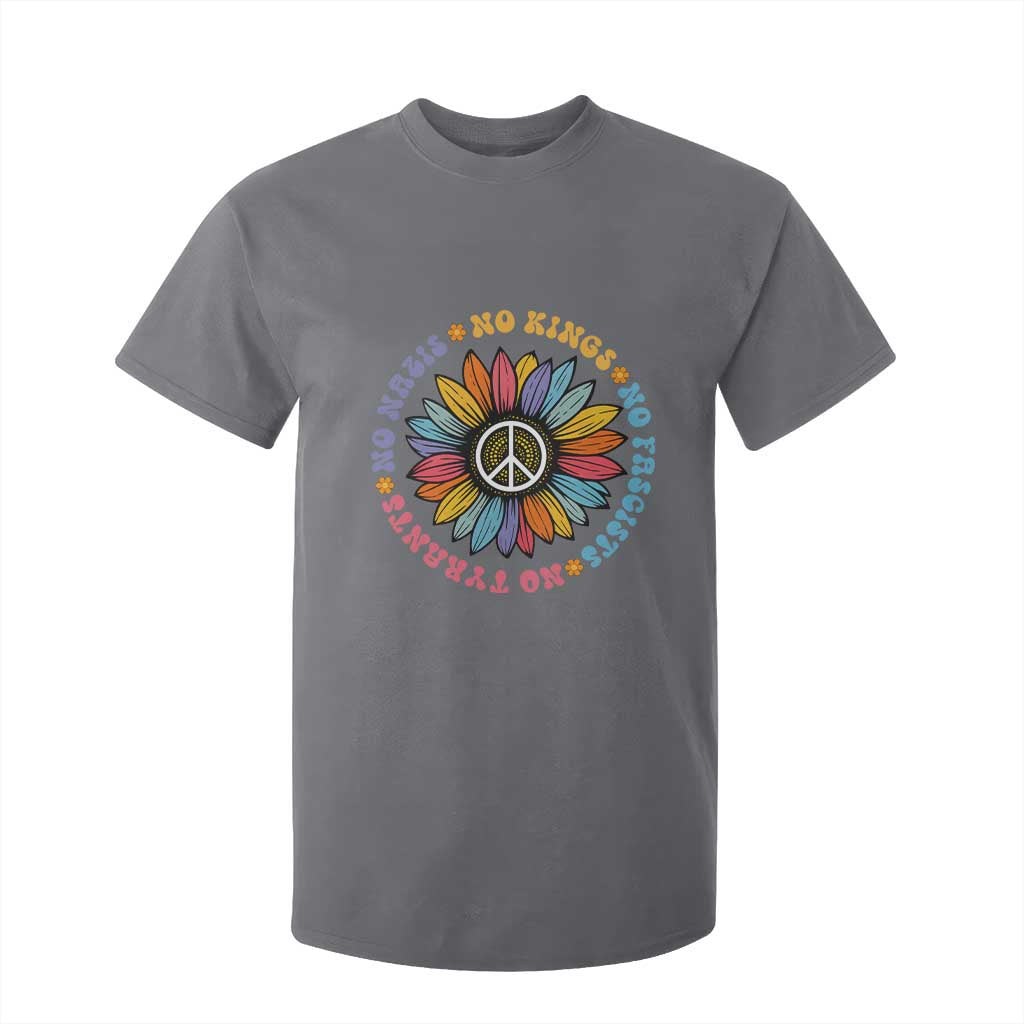 No Kings No Fascists No Tyrants No Nazis T Shirt For Kid Peace Floral Sunflower TS11 Charcoal Print Your Wear