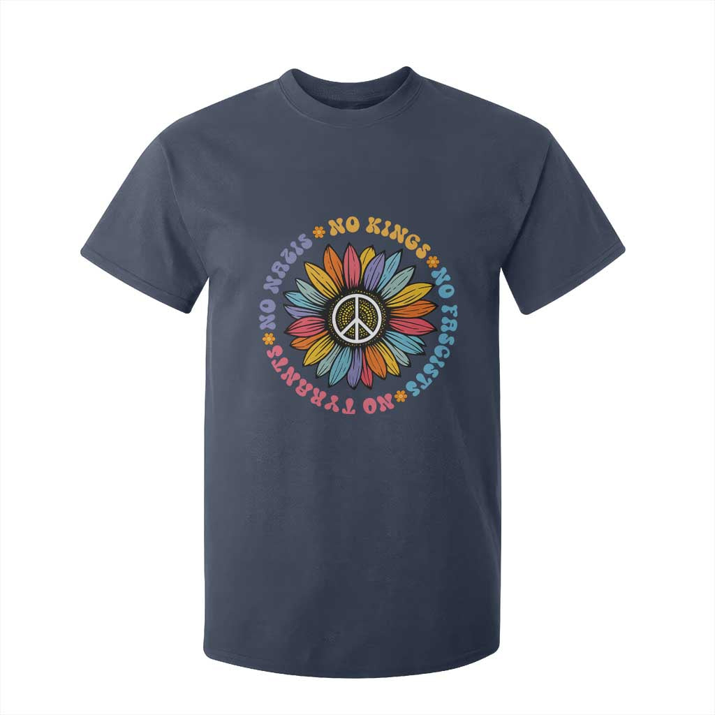 No Kings No Fascists No Tyrants No Nazis T Shirt For Kid Peace Floral Sunflower TS11 Navy Print Your Wear