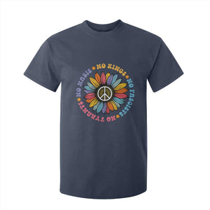 No Kings No Fascists No Tyrants No Nazis T Shirt For Kid Peace Floral Sunflower TS11 Navy Print Your Wear
