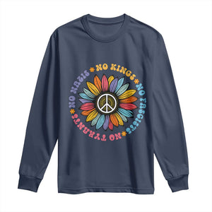 No Kings No Fascists No Tyrants No Nazis Long Sleeve Shirt Peace Floral Sunflower TS11 Navy Print Your Wear