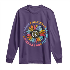 No Kings No Fascists No Tyrants No Nazis Long Sleeve Shirt Peace Floral Sunflower TS11 Purple Print Your Wear