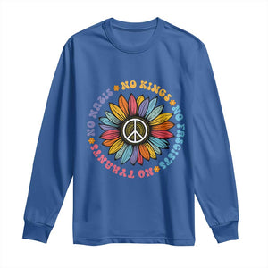 No Kings No Fascists No Tyrants No Nazis Long Sleeve Shirt Peace Floral Sunflower TS11 Royal Blue Print Your Wear