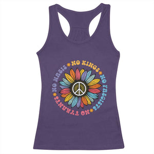 No Kings No Fascists No Tyrants No Nazis Racerback Tank Top Peace Floral Sunflower - Print Your Wear