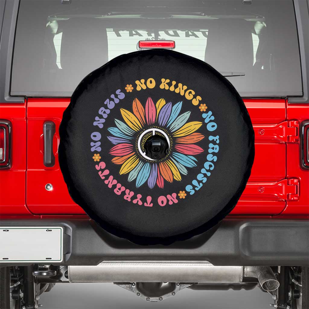 No Kings No Fascists No Tyrants No Nazis Spare Tire Cover Peace Floral Sunflower TS11 Black Print Your Wear
