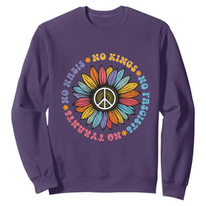 No Kings No Fascists No Tyrants No Nazis Sweatshirt Peace Floral Sunflower TS11 Purple Print Your Wear