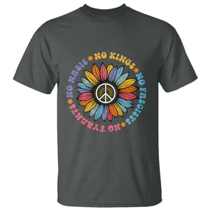 No Kings No Fascists No Tyrants No Nazis T Shirt Peace Floral Sunflower TS11 Dark Heather Print Your Wear