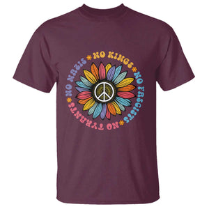 No Kings No Fascists No Tyrants No Nazis T Shirt Peace Floral Sunflower TS11 Maroon Print Your Wear