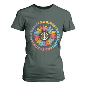 No Kings No Fascists No Tyrants No Nazis T Shirt For Women Peace Floral Sunflower TS11 Dark Forest Green Print Your Wear