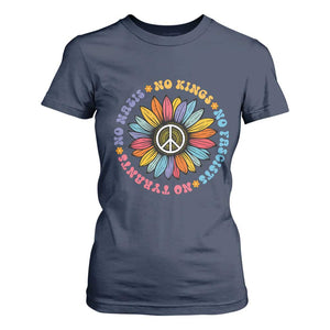 No Kings No Fascists No Tyrants No Nazis T Shirt For Women Peace Floral Sunflower TS11 Navy Print Your Wear