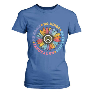No Kings No Fascists No Tyrants No Nazis T Shirt For Women Peace Floral Sunflower TS11 Royal Blue Print Your Wear
